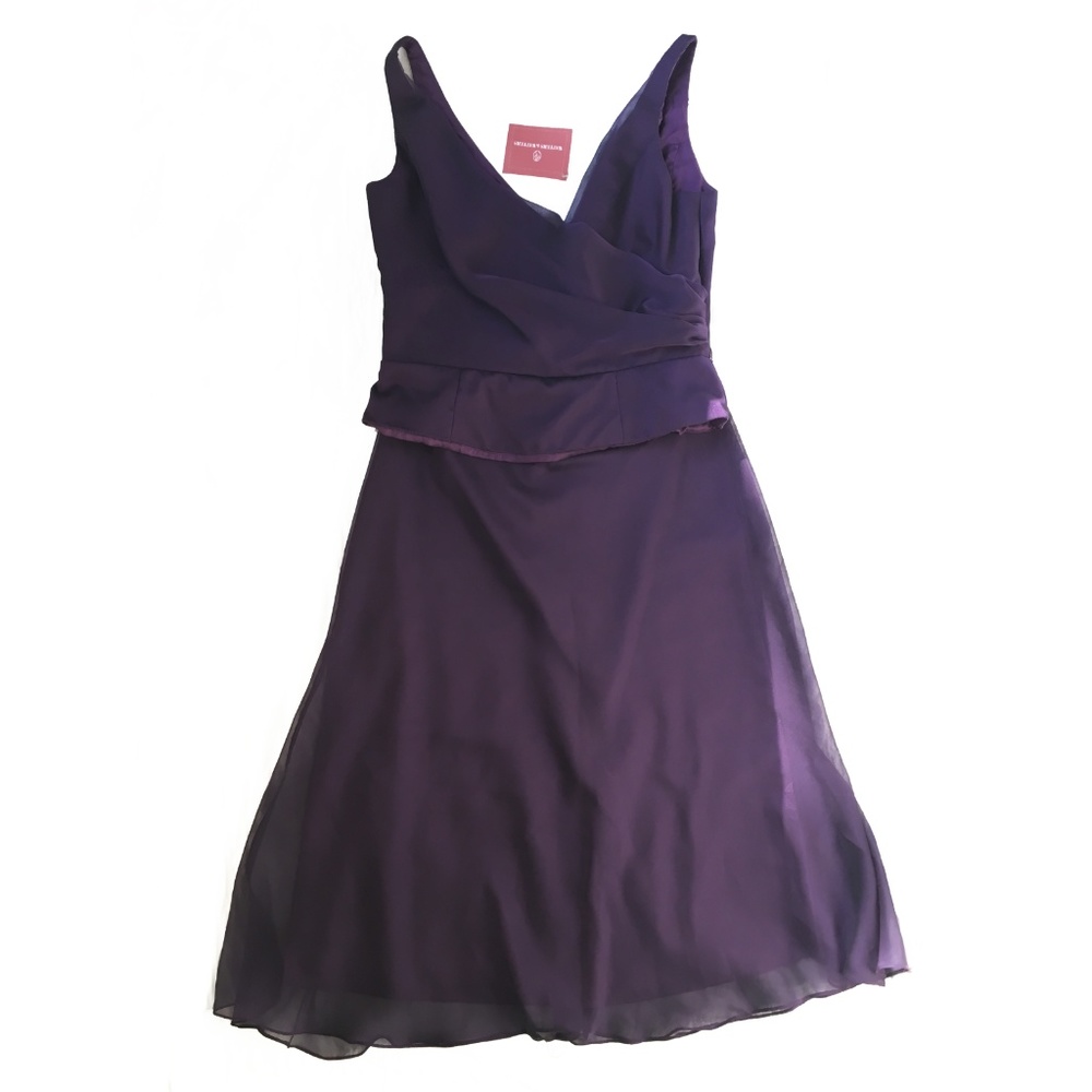 Watters Purple Peplum Chiffon Formal Dress 7525